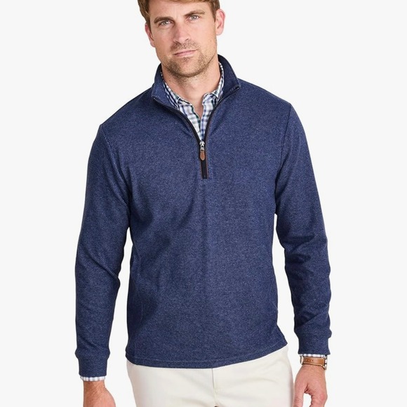 Vineyard Vines Mens Blue Cotton Cashmere Blend Quarter Zip Sweater NWT - 3XT - Picture 1 of 5